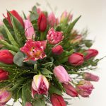 Csodás piros-rózsaszín tulipán csokor