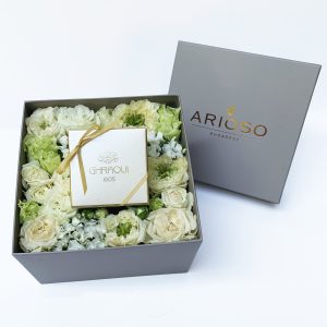 White Arioso Flower Box with Ghraoui Chocolate Specialty