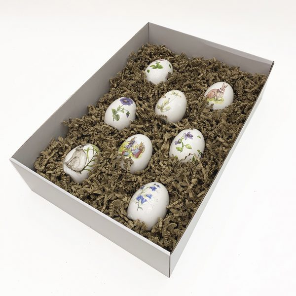 Festett porcelán tojás ajándékcsomag - 8 db tojás/doboz