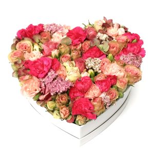 Pink Heart Flower Box